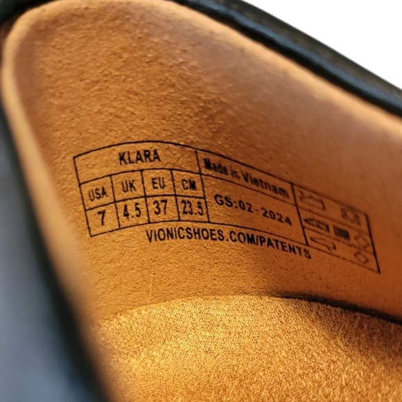 Vionic Black Leather Loafers with Bow Accent - Picture 7 of 9